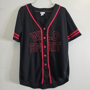 Tokyo Wild Spirt Red Dragon Baseball Black Short Sleeve Shirt Rue21 Medium